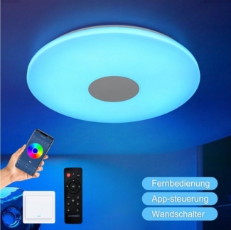 JDONG LED Deckenleuchte Dimmbar mit Bluetooth Lautsprecher 30/37/40/50CM, Badzimmer Deckenlampe, mit Fernbedienung und APP-Steuerung,Weißes Rauschen, für Schlafzimmer Küche