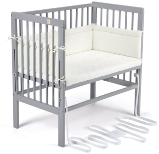 FabiMax 4822 'BOXSPRING' Beistellbett grau, inkl. Matratze 'CLASSIC' und Nestchen 'Amelie' creme