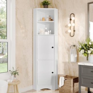 TavilaEcon Eckschrank Badezimmerschrank mit 2 Türen, feuchtigkeitsbeständige Lacktechnologie dreieckiges Schrankdesign, Reichlich Stauraum, weiß