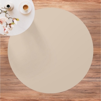 Bilderdepot24 Teppich Vinyl Wohnzimmer Schlafzimmer Flur Küche Einfarbig modern, rund - beige glatt, nass wischbar (Küche, Tierhaare) - Saugroboter & Bodenheizung geeignet