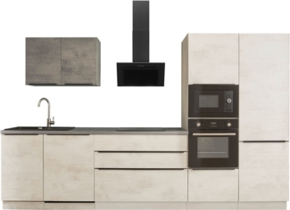 BASIC by Balculina Küchenzeile Sanibel, Küche BxTxH 340x60x210 cm, Breite 340cm, mit E-Geräten, Softclose für Türen und Schubkästen