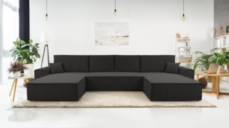 AX LIVING Grau Sofa U mit Schlaffunktion Cedria U Wohnlandschaft 389cm