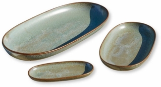 Mirabeau Geschirr-Set Servierplatte 3er Set Biarré türkis/braun, Steinzeug