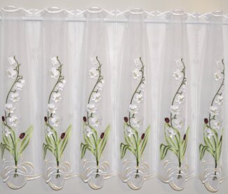 Stickereien Plauen Scheibengardine Maiglöckchen (1 St), Stangendurchzug, transparent, Voile