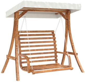 vidaXL Hollywoodschaukel mit Dach Massivholz Fichte mit Teak-Finish 3200627