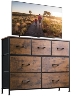 WLIVE Kommode Schubladenkommode mit 7 Stoffschubladen, (stabiler Stahlrahmen & Holzplatte), Breit 100cm, moderne Kommode für Wohnzimmer, Schlafzimmer, Flur & Büro