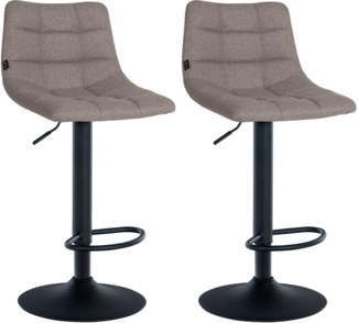 CLP 2er Set Barhocker Jerry Stoff höhenverstellbar und 360 drehbar,grau schwarz