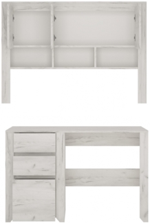 Schreibtisch Angel Computertisch 118,7cm mit Aufsatz und Schubladen weißeiche