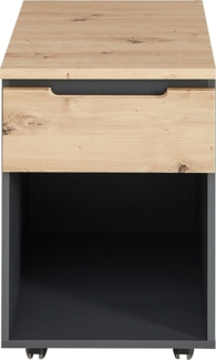 Rollcontainer Melanie / Memphis , Holzwerkstoff , Grau, Schwarz, Holzfarben , 45 x 66 x 55 cm