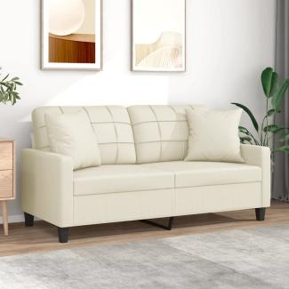 vidaXL 2-Sitzer-Sofa mit Zierkissen Creme 140 cm Kunstleder 3200804