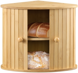 Navaris Vorratsdose Brotkasten Ecke aus Bambus - Eckbrotkasten zwei Etagen - Brotbox, Bambus, (1-tlg)