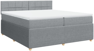 vidaXL Boxspringbett mit Matratze Hellgrau 200x200 cm Stoff 3287563