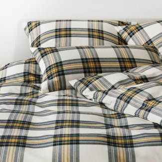 Elegante Flanell Bettwäsche Westminster 2666-3 Kariert Gelb 135x200