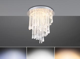 Große LED Deckenleuchte POMP mit Acryl Kristallbehang und Fernbedienung Ø 45cm