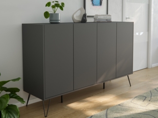 Design Sideboard Kommode Rana 155cm 4 Softclose Türen Grafit : Grafit