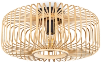 hofstein Deckenleuchte »Aidone« moderne Deckenlampe aus Metall/Bambus in Schwarz/Natur, ohne Leuchtmittel, Leuchte im modernen Design mit Lichteffekt, ø40cm, 1xE27