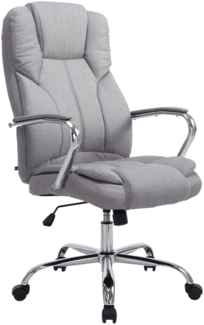 DELUKE® Bürostuhl JUBEL Stoff - 115 x 62 x 70, Grau Stoff Metall in Chromoptik Gestell ergonomische Bürostühle Homeoffice Stuhl mit Rollen