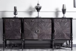 Casa Padrino Luxus Barock Sideboard Grau / Schwarz - Prunkvoller Massivholz Schrank mit 4 Türen und 3 Schubladen - Luxus Möbel im Barockstil - Barock Möbel - Barock Einrichtung - Edel & Prunkvoll