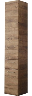 Saphir Hochschrank Quickset Badschrank 35 cm breit, 2 Türen, 2 Schubladen, 3 Einlegeböden Badezimmer-Hochschrank inkl. Türdämpfer, Griffe in Chrom glänzend