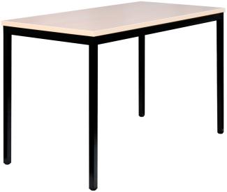 Schreibtisch Profi Besprechungstisch Büromöbel Verkaufstisch Computertisch 140 x 70 cm RAL 9005 Schwarz/Ahorn Dekor 331052