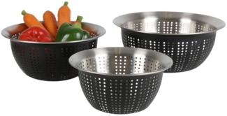 Premium Sieb Schüssel Set Edelstahl – Küchensieb, Nudelsieb, Durchschlag Sieb Schüsseln – 3-teilig für Kochen & Backen