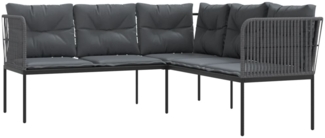 vidaXL Gartensofa in L-Form mit Kissen Schwarz Stahl und Textilene 4008111