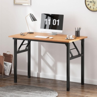 Klappbarer Computertisch 100 x 60 x 75 cm Teak Schwarz
