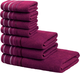 my home Handtuch Set Niki, Duschtuch, Handtücher und Gästetücher, Walkfrottee (Set, 7-St), Handtücher mit mehrfarbiger Streifenbordüre, weich, aus 100% Baumwolle