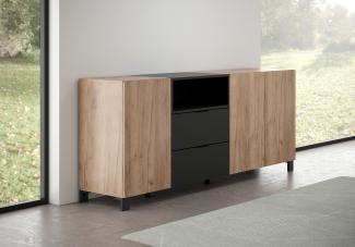 Sideboard Kendo in Eiche Tabak und schwarz 185 cm