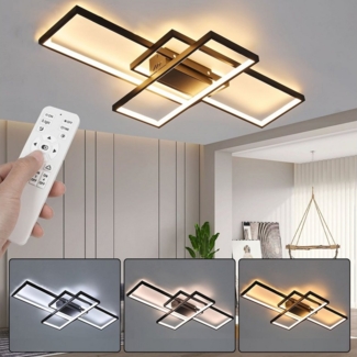 LETGOSPT Deckenleuchte Moderne 60W LED Deckenlampe, Geometrische Quadratische Deckenleuchte, LED fest integriert, Kaltweiß/Naturweiß/Warmweiß, Dimmbar mit Fernbedienung,für Schlafzimmer, Arbeitszimmer, Wohnzimmer