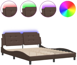 vidaXL Bettgestell mit LED ohne Matratze "Zadar" Braun 160x200 cm Kunstleder 3214119