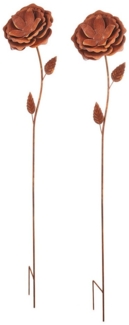 Kobolo Gartenstecker Dekostecker RUSTY ROSE in Rostoptik 2er Set (2 Stück)
