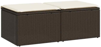 vidaXL 2-tlg. Garten-Sofagarnitur mit Kissen Braun Poly Rattan Akazie 3328666