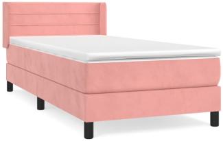 vidaXL Boxspringbett mit Matratze Rosa 100x200 cm Samt 3131008