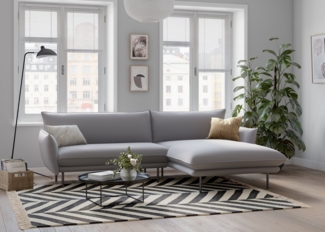 andas Ecksofa Stine L-Form, Besonderes Design durch Kissenoptik und Keder, by Morten Georgsen