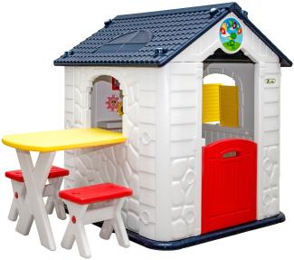 Kinder Spielhaus ab 1 - Garten Kinderhaus mit Tisch - Kinderspielhaus Kunststoff