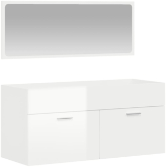 vidaXL Badschrank mit Spiegel Hochglanz-Weiß Holzwerkstoff 833888