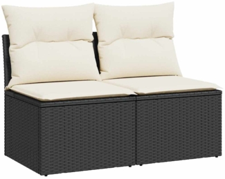 vidaXL 2-tlg. Garten-Sofagarnitur mit Kissen Schwarz Poly Rattan 3325232