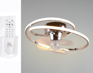 LED Deckenleuchte in Silber Chrom mit integriertem Ventilator, Ø 50cm