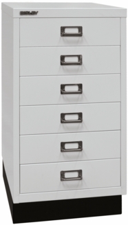 BISLEY Schubladenschrank aus Metall DIN A3 in lichtgrau mit 6 Schubladen und Sockel Werkzeugschrank Metallschrank, L29A36S-645
