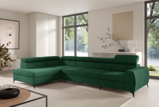 Ecksofa Schlafsofa Sofa TORONTO XL Stoff Element Dunkelgrün Ottomane Links