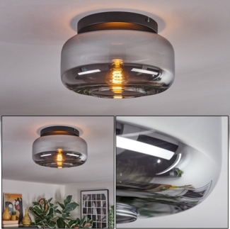 hofstein Deckenleuchte 1-flammige Deckenlampe aus Metall/Glas in Schwarz/Rauchfarben, ohne Leuchtmittel, moderne Leuchte im Retro/Vintage-Design (Schirm Ø 28 cm), E27