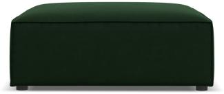 Micadoni Samtstoff Pouf Hocker Jodie | Bezug Bottle Green | Beinfarbe Black Plastic