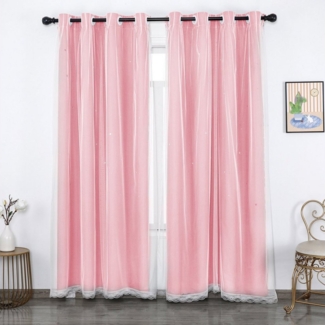 Rosnek Gardine Fenster Sterne Vorhang, Prinzessin Gardinen, Vorhänge Tüll,Ösen (2 St)