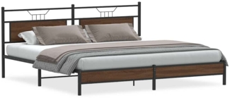 vidaXL Metallbett ohne Matratze Braun Eichen-Optik 200x200 cm 3325130