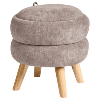 Pouf mit Stauraum HAWLEY Chenillegewebe Taupe 40 cm 40 cm 41 cm