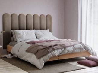 Vente-unique - Wandpaneel Bettkopfteil - 210 cm - Samt - Beige - JAPI von Pascal Morabito