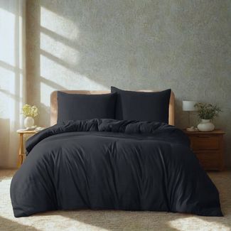 Komfortec Premium Bettwäsche 200x200 mit 2 Kissenbezug 80x80 cm Set aus Gebürstetes Mikrofaser - Anthrazit