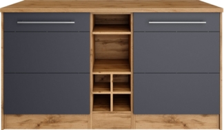 KOCHSTATION Kücheninsel KS-Wien, Breite 153 cm, MDF-Fronten, Flaschenregal