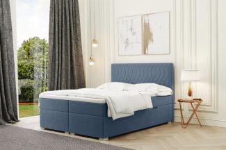 Boxspringbett Schlafzimmerbett DUSTY 120x220cm in Stoff Riviera Blau